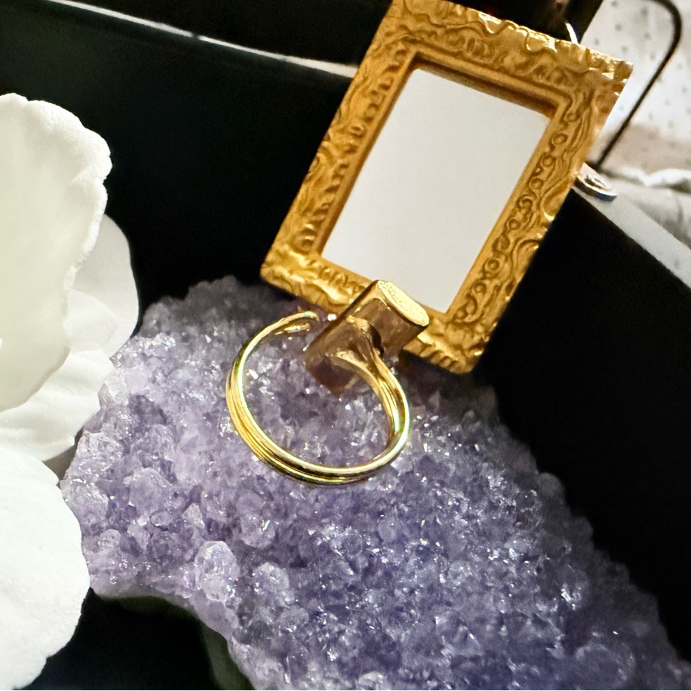 Handmade Gold-Tone Ring with Rectangular rose quartz Inlay - Picture 11 of 11